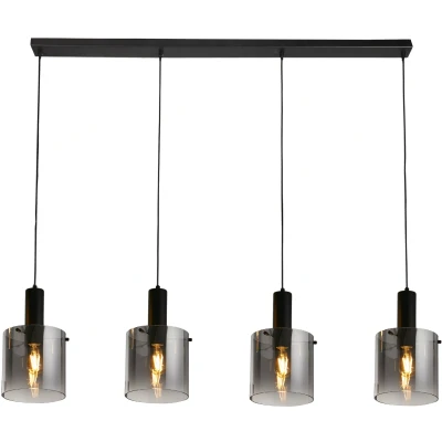 Afbeelding van Searchlight Sweden Hanglamp 142 X 150 Cm Mat Zwart En Gerookt Glas