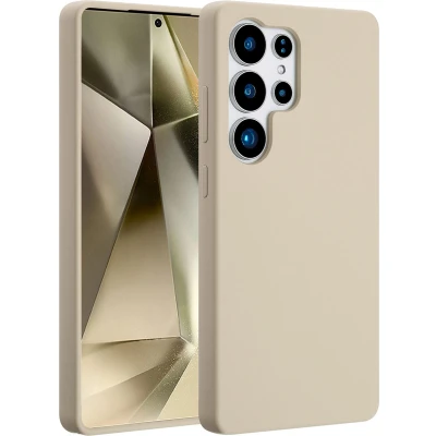 Afbeelding van Accezz Hoesje Geschikt voor Samsung Galaxy S25 Ultra Siliconen Liquid Silicone Backcover MagSafe beige