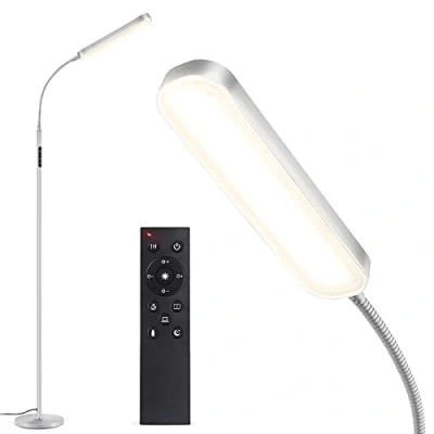 Afbeelding van OUTON Dimbare led vloerlamp, 15 W, 1500 lumen, leeslamp met 4 kleurtemperaturen, afstandsbediening en touch bediening, 1 uur timer, leesverlichting voor woonkamer,