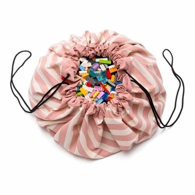 Afbeelding van Play&amp;go speelkleed en opbergzak strepen zacht roze