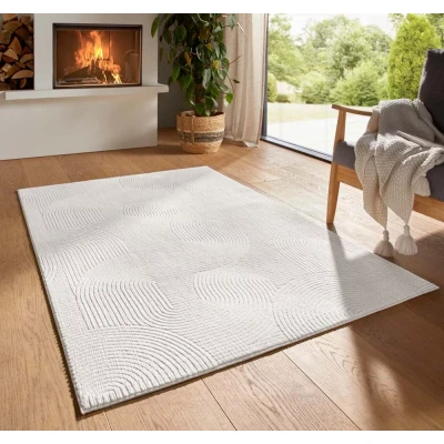Afbeelding van Zacht Vloerkleed Fuzz Waves Crème 200x290 Cm