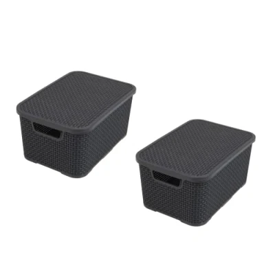Afbeelding van BranQ Home Essential rieten deksel, 2 maten, l, 19 kunststof polypropeen, antraciet, liter