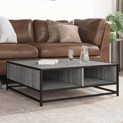 Afbeelding van vidaXL Salontafel 80x80x30 cm bewerkt hout en metaal grijs sonoma