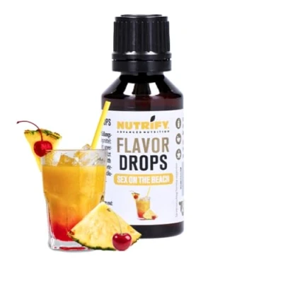 Afbeelding van NUTRIFY Flavor Drops Sex on the Beach 30 ml, calorievrije aromatische druppels, meer smaak in eten en drinken, suikervrij, vetvrij, veganistisch, zonder kunstmatige kleurstoffen