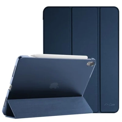 Afbeelding van ProCase Hoes voor 10,9 inch iPad Air 5e 2022 / 4e 2020 Case, Tri fold Slim Beschermhoes Hoesje Smart Folio Cover met Translucent Matte Back Marineblauw