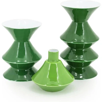 Afbeelding van Kaarsenhouder set van 3 yack groen 10x10x19 cm