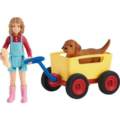 Afbeelding van Schleich Playset Farm World Puppy Wagen Rit Multikleur