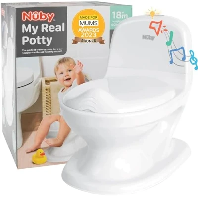 Image de Nuby Dr. Talbot&#039;s My Real Potty Pot pour bébé et enfant d&#039;apprentissage de la propreté Piles incluses Blanc 18+ mois