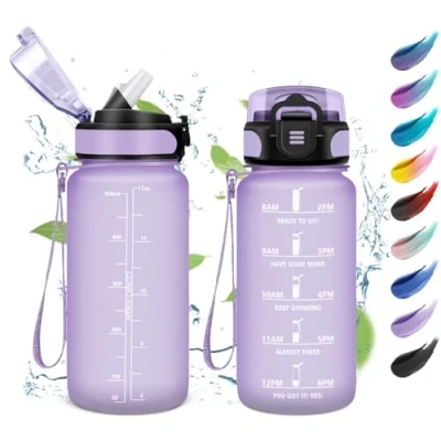 Image de bouteille d&#039;eau de sport 500 ml, avec indicateur temps, pour fitness, cyclisme, école