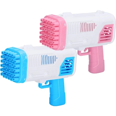Afbeelding van Bubblez Bellenblaas Pistool Bellenblaasmachine voor Kinderen Bellenblazer met 36 Gaten Bubble Gun AA Batterijen Incl. 50 ml 18,5 x 8,2 16,8 cm Roze of Blauw