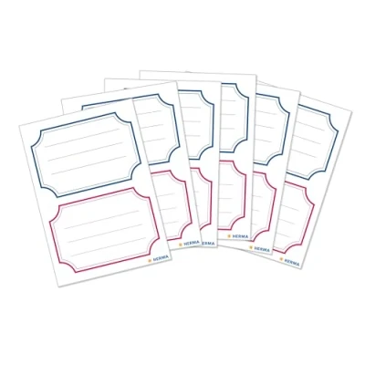 Afbeelding van HERMA 5781 set van 12 zelfklevende boeketiketten, blauw en rood
