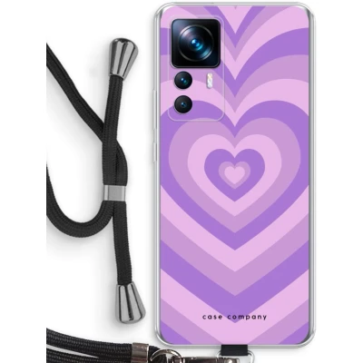 Afbeelding van Case Company® hoesje met Koord geschikt voor Xiaomi 12T Hart Paars Telefoonhoesje Zwart Bescherming aan alle Kanten en Over de Schermrand