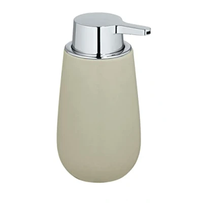 Afbeelding van WENKO Zeepdispenser Badi beige, hoogwaardig keramiek met mat oppervlak, pompkop van kunststof, inhoud ca. 320 ml, navulbaar