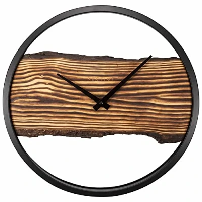 Afbeelding van Houten Wandklok Geen Tikkend Geluid! 45 cm Hout/ Metaal Forest Large NeXtime