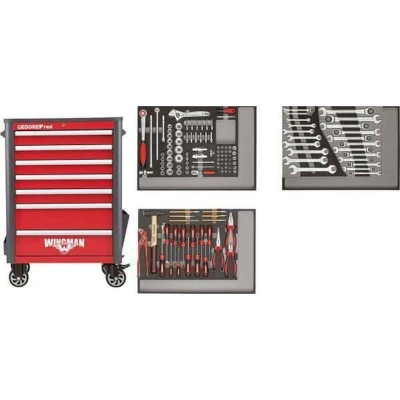 Afbeelding van GEDORE RED R22071004 WINGMAN gereedschapswagen rood met 7 laden (3 gevuld) 129 delig 3301694