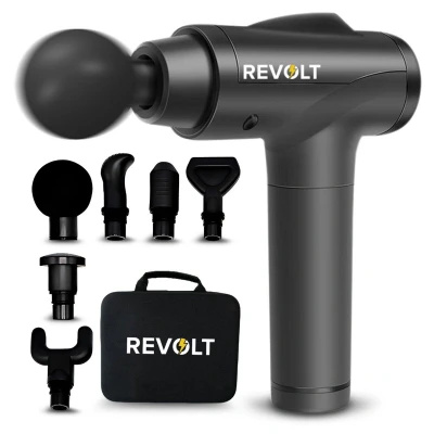 Afbeelding van Revolt Massage Gun 30 Verschillende Snelheden 6 Opzetstukken Luxe Opbergkoffer Deep Tissue Voor Spierherstel &amp; Blessures Hoge Amplitude