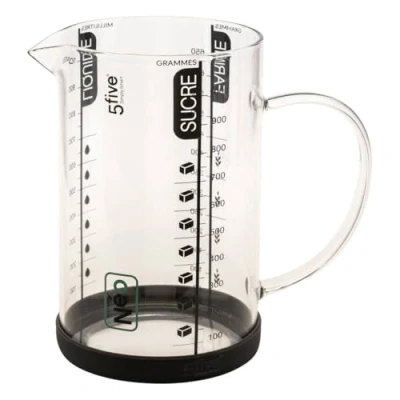Afbeelding van 5Five Keuken maatbeker/mengbeker glas transparant 1000 ml
