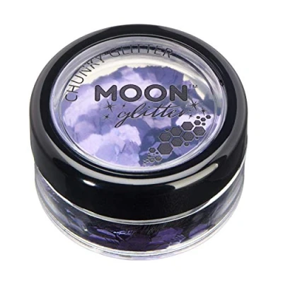 Afbeelding van Moon Glitter Klassieke grofkorrelige glitter, 100% cosmetica voor gezicht, lichaam, nagels, haar en lippen, 3 g, lavendel