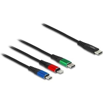Afbeelding van USB oplaadkabel 3 in 1 Type A tot Lightning / micro C M gekleurd