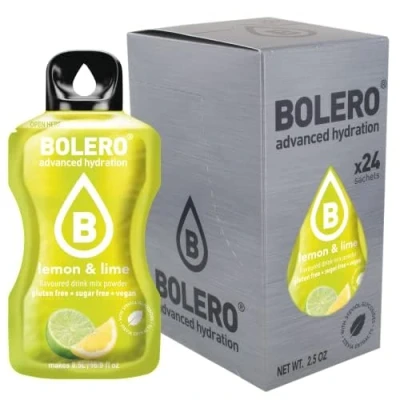 Afbeelding van Boléro citroen &amp; Lime, 24 x 3 g, poedersap zonder suiker, gezoet met stevia + vitamine C, voor kinderen en sporters, glutenvrij, veganistisch, limoensmaak