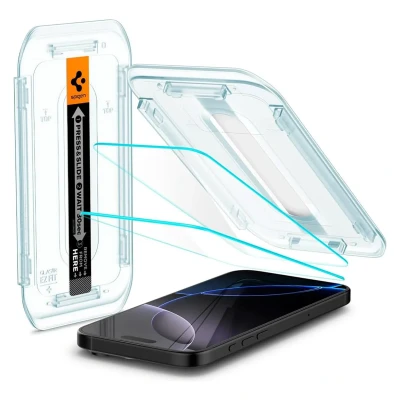 Afbeelding van Spigen Screenprotector geschikt voor iPhone 16 Pro Tempered Glas met Montage 2 stuks Transparant