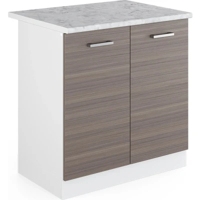 Afbeelding van Vicco Onderkast voor gootsteen R Line, Grijs/Wit, 80 cm met deuren, werkblad