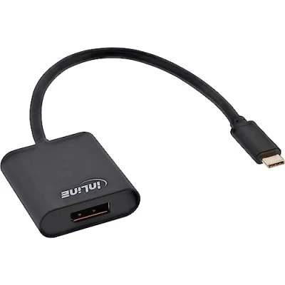 Afbeelding van InLine USB Beeldschermconverter (DP, 20 cm), Data + Video Adapter, Zwart