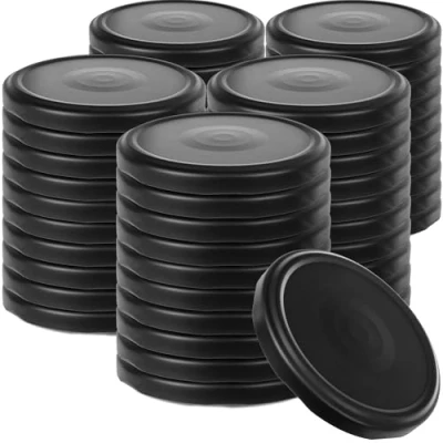 Afbeelding van KADAX 50 stuks schroefdeksel met diameter van 82 mm, metalen twist off deksel, reservedeksel voor inmaakpotten en weckpotten, deksel 6 inkepingen, zwart mat