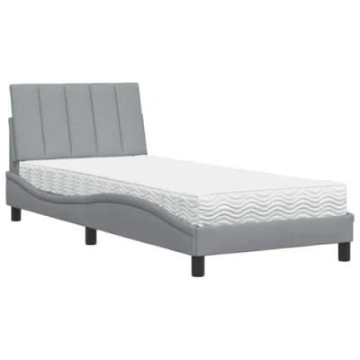 Afbeelding van vidaXL Bed met matras stof lichtgrijs 90x200 cm