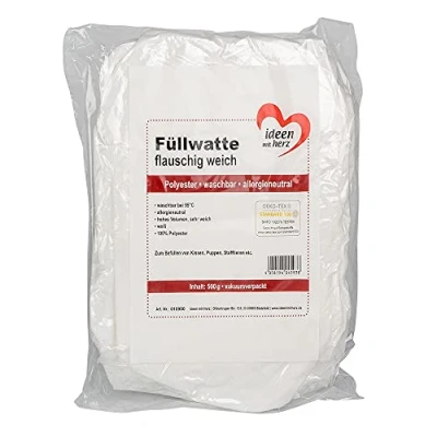 Afbeelding van Zachte watten voor knuffels, kussens enz. Wit, wasbaar, Öko Tex gecertificeerd, 0,5 kg