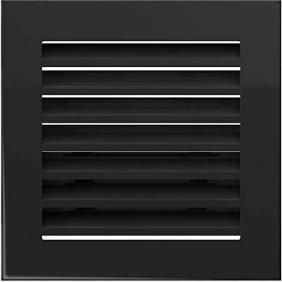 Afbeelding van KRATKI Fresh ventilatierooster, 17 x cm, zwart, heteluchtrooster met stalen lamellen, afvoerrooster voor open haard, elk type interieur