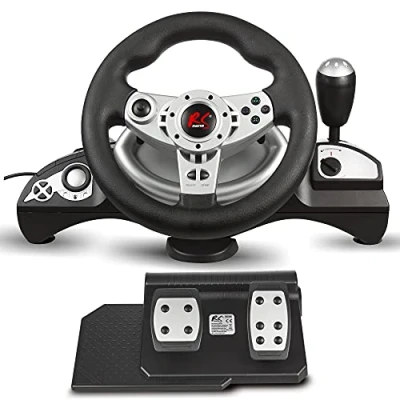 Image de Centrumelektroniki NanoRS RS700 Ensemble volant et pédales filaire pour PC, Microsoft Xbox 360, Sony PlayStation 3, One, 4, Nintendo Switch, Android