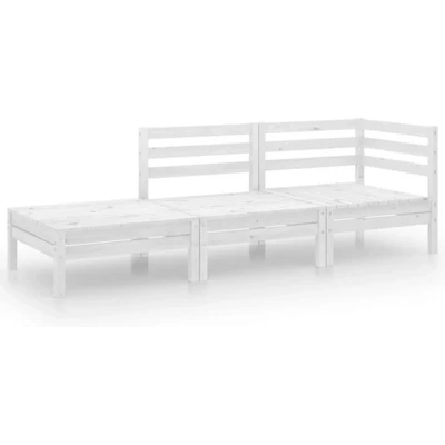 Afbeelding van 3 delige Loungeset massief grenenhout wit