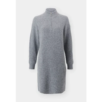 Afbeelding van ONLY Onltokyo ZIP Dress Gebreide jurk, Dames, Maat: XS, Dark grey melange