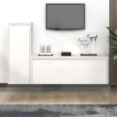 Afbeelding van vidaXL Tv meubelen 2 st massief grenenhout wit