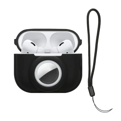 Afbeelding van kwmobile oordopjes case geschikt voor Apple Airpods Pro 2 hoesje Oortjes cover met AirTag houder in ear koptelefoon hoes Silicone zwart