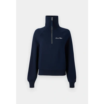 Afbeelding van Tommy Hilfiger Classic Script HALF ZIP Sweater, Dames, Maat: XXS, Dark night navy