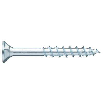 Afbeelding van Würth ASSY 4 CSMP Houtschroeven, 5 x 50 mm, spaanplaatschroeven voor hout, gegalvaniseerd staal, blauw gepassiveerd, gedeeltelijke schroefdraad, verzonken kop, RW 20, 250 stuks