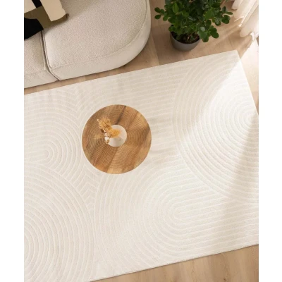 Afbeelding van Scandinavisch Tapijt/Vloerkleed Contour Curve Crème 300x400 Cm