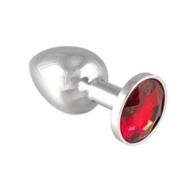Afbeelding van Rimba Bondage Play Buttplug KLEIN met rood kristal 3 x 7.3 cm