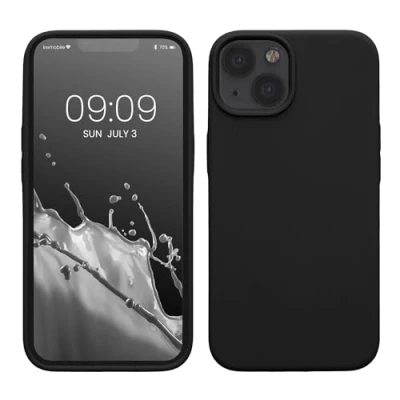 Afbeelding van kwmobile telefoonhoesje geschikt voor Apple iPhone 13 Hoesje met siliconen coating Smartphone case in mat zwart