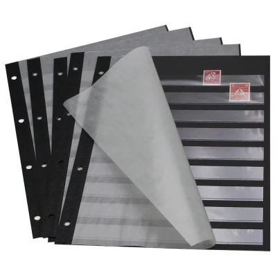 Afbeelding van Safe Safe, Compact A4, Insteekbladen voor postzegels (4 rings) Zwart 9 stroken Dubbelzijdig te gebruiken afm: 217x297 mm. per st.