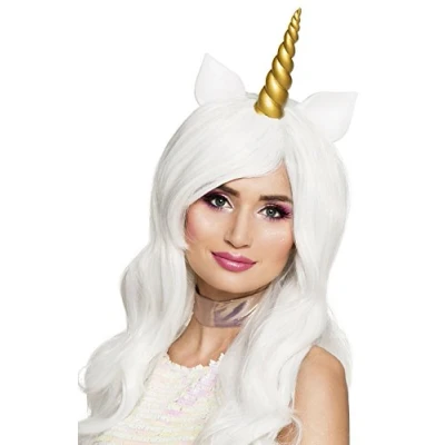 Afbeelding van Boland Pruik Eenhoorn Sunshine Wit Golvend Lang Vrouwen Fantasy Unicorn
