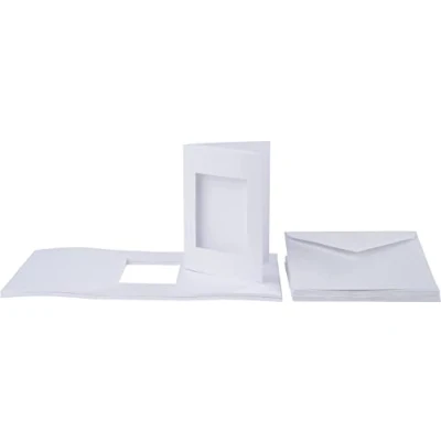 Afbeelding van VBS 20 stuks rechthoekige passe partoutkaarten DIN A6 wit met bijpassende enveloppen, fotoalbum, bruiloftsuitnodigingskaarten