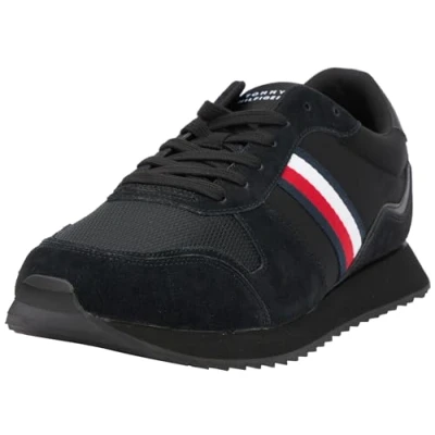 Afbeelding van Tommy Hilfiger heren Runner Evo sneaker met suède details in de kleur Zwart, maat: 44