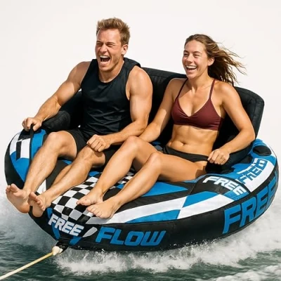 Afbeelding van SereneLife Zware Opblaasbare Sleeptube Water Tube Boot Float Sleepraft, Watersport Trekboten/Tubes/Sleeptubes met Schuimzitjes, PVC Blaas, Handvatten