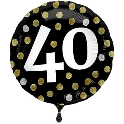 Afbeelding van Folat Folieballon Glossy Black 40 jaar 45 cm
