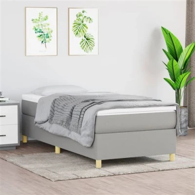 Image de vidaXL Sommier à lattes de lit avec matelas Gris clair 80x200 cm Tissu