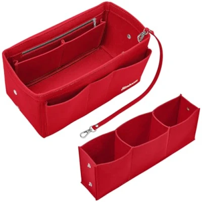 Afbeelding van Simboom tasorganizer, handtaszakje, vilten handtasorganizer, tas in tas, zakje, organizerzakje voor draagtas, Rood, L