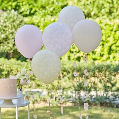 Afbeelding van Ginger Ray Ballonnen pastel bloemen met slinger floral 5 stuks